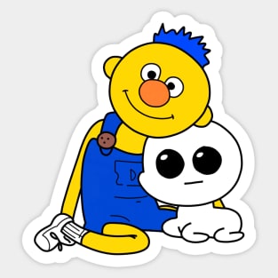 dhmis - yellow guy and yippee creature Sticker